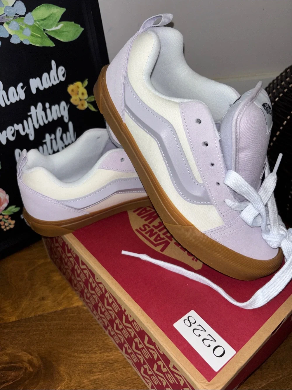 Vans Women's Old Skool Sneakers in Lavender, White & Gum